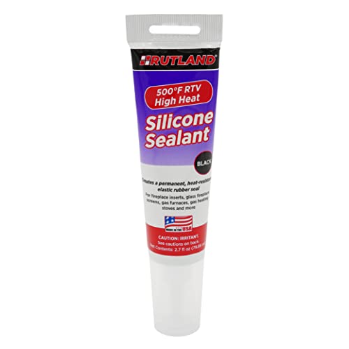 Rutland 500°F RTV High Heat Silicone, High Temperature Sealant, Black, 2.7 oz Tube
