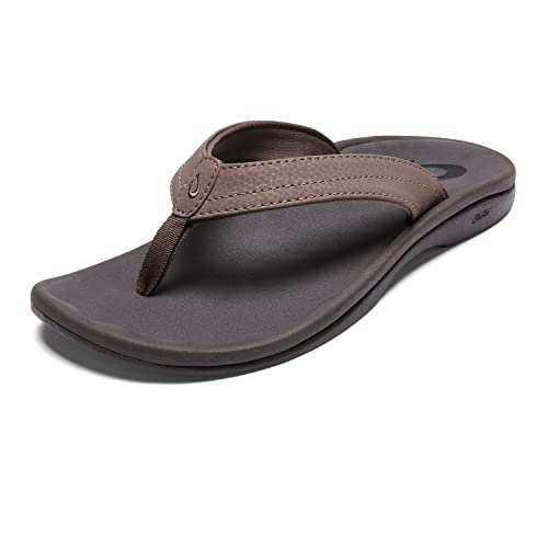 OLUKAI Ohana Women's Beach Sandals, Quick-Dry Flip-Flop Slides, Water Resistant, Wet Grip Soles & Compression Molded Footbed, Warm Taupe/Island Salt, 9