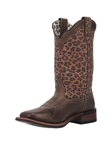 Laredo Womens Astras Cheetah Square Toe Casual Boots Mid Calf Low Heel 1-2' - Brown - Size 7.5 M