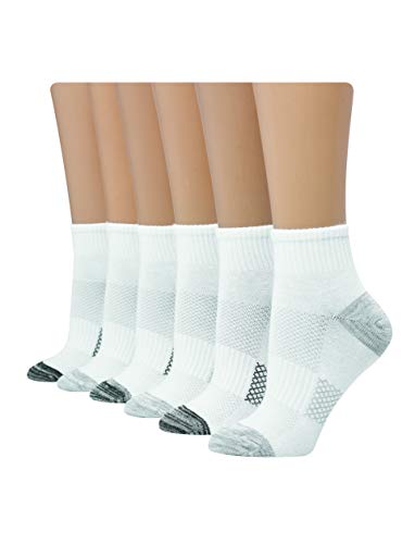 Hanes womens Hanes Women's 6-pair Lightweight Breathable Ventilation Ankle fashion liner socks, White Basic, 5 9 US