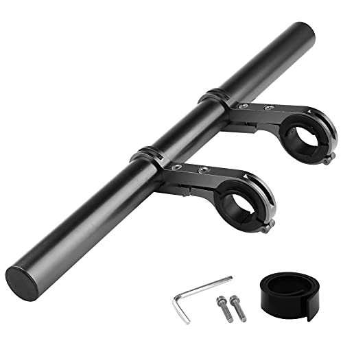ZXIRANYUN Bicycle handlebar, bicycle handlebar extender 11.8in, multifunctional aluminum alloy bracket extension, handlebar extension rack, used for computer and mobile phone holder (black)