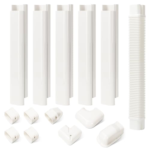 3' W 9Ft L Line Set Cover Kit for Mini Split Air Conditioners Decorative PVC Slim Line Cover for Central AC & Heat Pumps Systems Tubing Cover