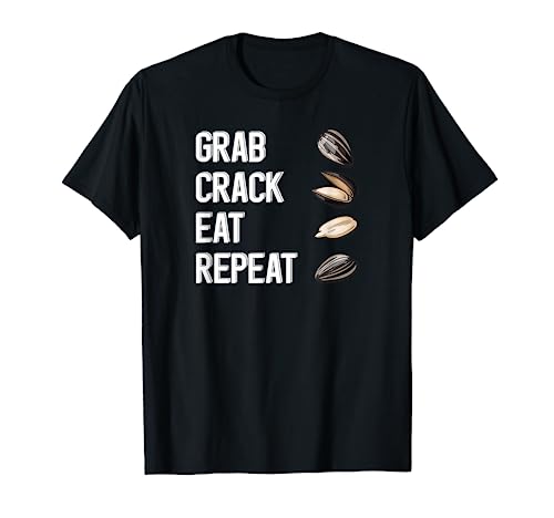 Grab Crack Eat Repeat Funny Sunflower Seed Salted Unsalted T-Shirt