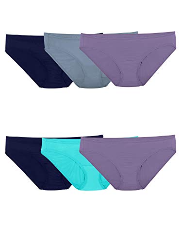 Fruit of the Loom womens Microfiber Panties (Regular & Plus Size) Bikini Style Underwear, Bikini - 6 Pack Assorted, 5 US