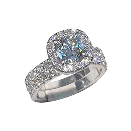 Bokeley Jewelly Rings Gift, Women Ring, Unique Floral Ring Moonstone Treasure Blue Sapphire Diamond Wedding Band Rings (Size:10, Multicolor)