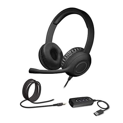 Cyber Acoustics Stereo Headset (AC-5812) with USB or 3.5mm Connection, USB Control Module, Adjustable Mic Boom for PC and Mac, Classroom or Home