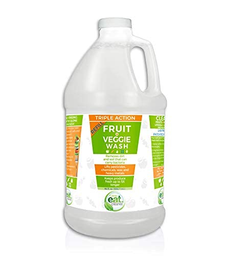 Eat Cleaner Fruit and Vegetable Wash Refill Removes Pesticides that Water Can’t. Keeps Produce Fresh, Vegan, Gluten Free, 64 Oz