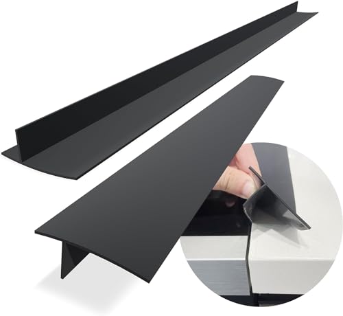 Silicone Stove Counter Gap Cover / Filler by Kindga 25' Long, Sealing Spills Between Kitchen Appliances Washing Machine and Stovetop, Set of 2 (Black)