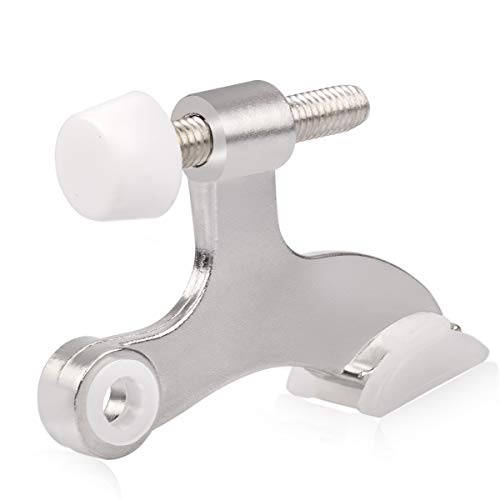 HOMOTEK 8 Pack Hinge Pin Satin Nickel Door Stopper,Adjustable Deluxe Heavy Duty Door Stopper 2-1/2'x1-3/4',with White Rubber Bumper Tips
