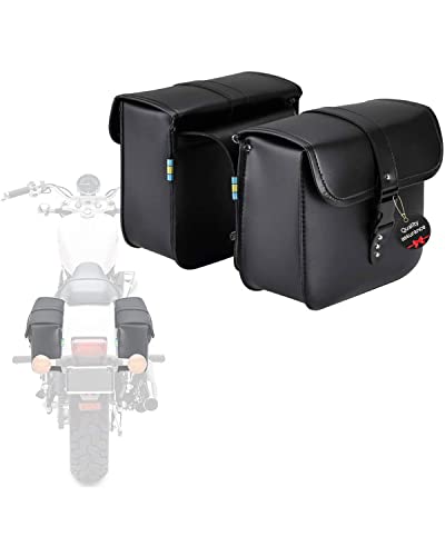 ISSYAUTO Motorcycle Saddle Bags, 2 Pack Universal PU Leather Universal Saddlebags for Shadow Boulevard Sportster 16 Liter Capacity