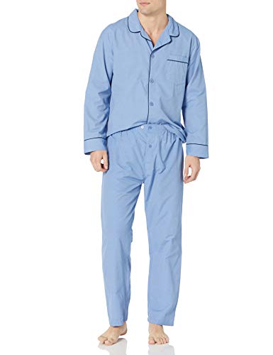 Hanes Men's Long Sleeve Leg Pajama Gift Set, Blue, X-Large, Medium Blue Solid, X-Large