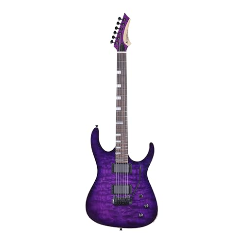 Leo Jaymz Electric Guitar Tempest Series - Mahogany Body and Maple Veener,Maple Neck and Rosewood Fingerboard,Alnico V active Pickups,Wilkinson 2-point Temolo Bridge (Violet Ocean)