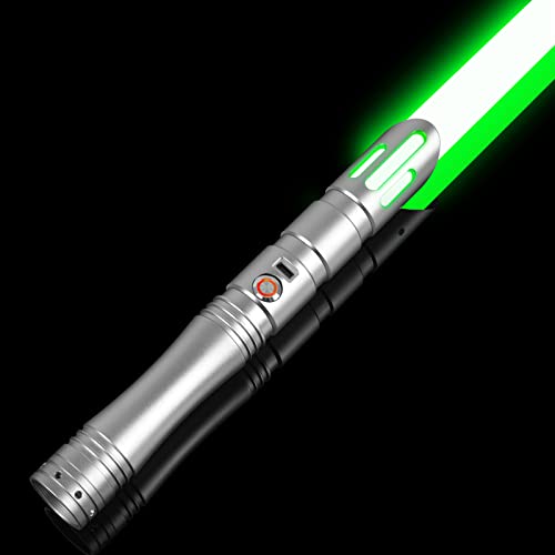 ELESKOCO Dueling Lightsaber Smooth Swing Heavy Duty Light Sabers | Motion Control Metal Hilt FX Sabers with 12 Sound Fonts, RGB 16 Colors Changing, for Adults Teens Dueling, USB-C Recharge, Silver