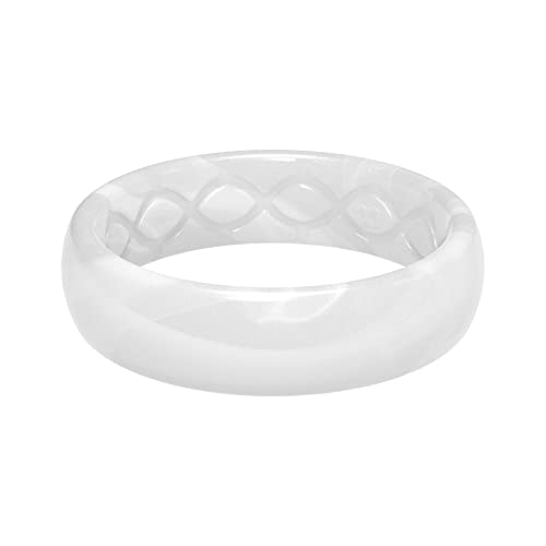 Groove Life Metallic Thin Pearl Ring - Breathable Silicone Wedding Rings for Women, Lifetime Coverage, Unique Design, Comfort Fit Ring - Size 8
