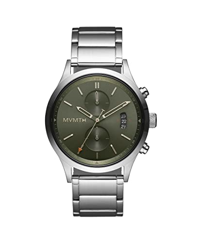 MVMT Havoc Chrono Collection|Men's Watch, 44MM |Silver Stainless Steel Rebel Green Watch