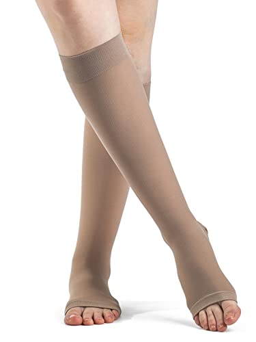 SIGVARIS Women’s DYNAVEN Open Toe Calf-High Socks 20-30mmHg