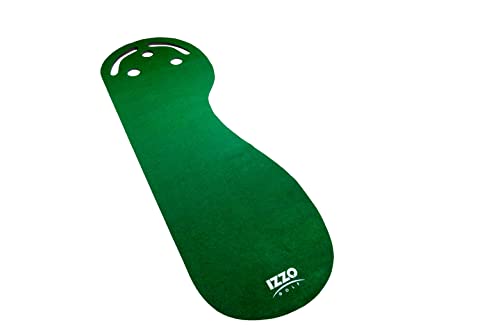 IZZO Golf 3' x 9' 3-Hole Putting Mat - Green Kidney Shaped 3 Hole Putting mat Training aid to Help Practice Putting