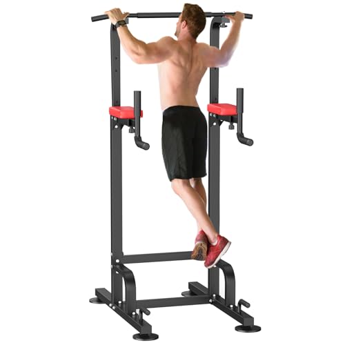 RELIFE REBUILD YOUR LIFE Power Tower Pull Up Bar Dip Station for Home Gym Adjustable Height Strength Training Workout Equipment
