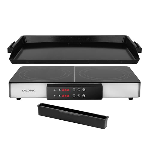 Kalorik MAXX 2-in-1 Electric Griddle & Double Cooktop, Stainless Steel (GR 52470 SS)