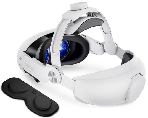DESTEK QH3 Pressure-Free Head Strap, w/Lens Protector, Enhance Comfort with Added Top-Fit Adjustment - Compatible with Meta Quest 3 Accessories; Balances Weight at 3 Angles