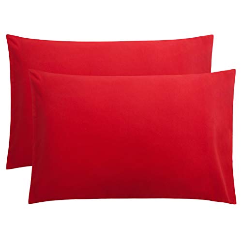 FLXXIE Microfiber Pillow Cases Queen Size Set of 2, Soft Pillowcases with Envelope Closure, Wrinkle Resistant Pillow Covers, 20x30, Red