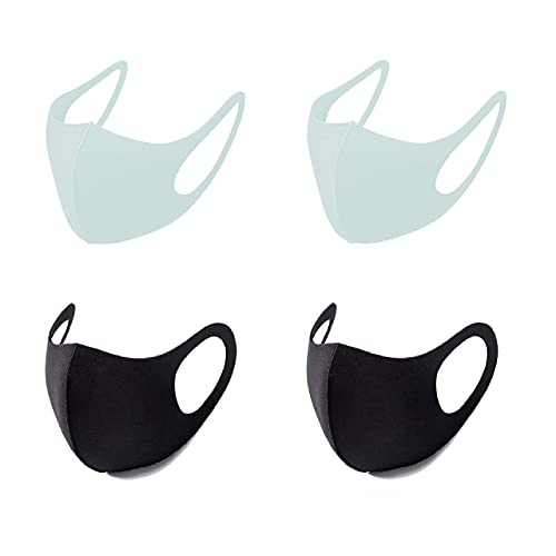 igozen 4 Pack kids face masks Nanosase G Sports face masks BNS Poly Spandex nano Face Mask. (Kids 2 Black + 2 Blue Green)