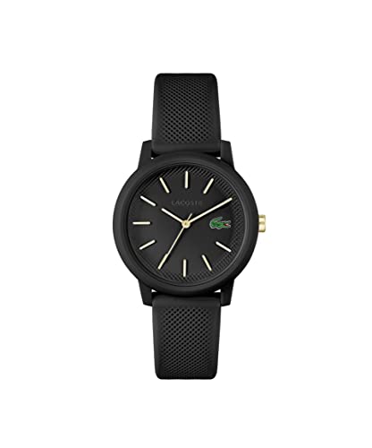Lacoste 12.12 Women's Quartz Plastic and Silicone Strap Watch, Color: Black (Model: 2001212)
