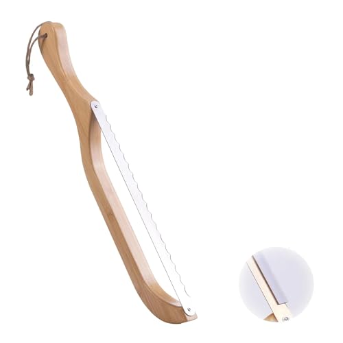 Recsrdce Bread Bow Knife， bread knife for homemade bread, sourdough bread knife，15.7' Serrated Bread Knife，Premium Stainless Steel,Used for slicing bread（Bamboo Handle - Right Handed）