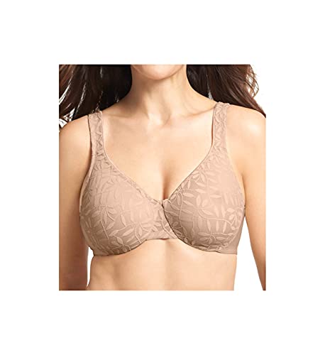 Olga Women's Sheer Leaves Minimizer Bra, French Toast, 40C