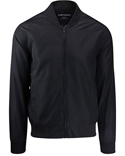 ShirtBANC Mens Windbreaker Bomber Jacket Ultra Thin Water Resistant Raincoat (Black, XXL)