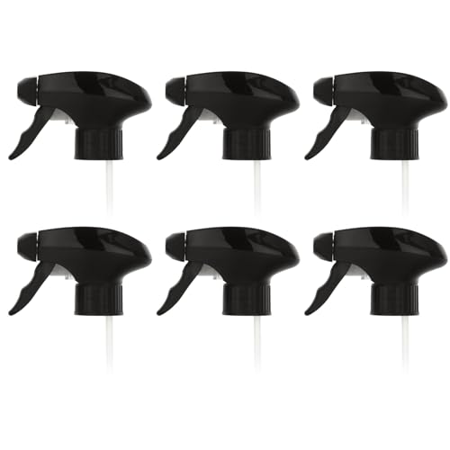 6 x Trigger Sprayer Spray Bottle Top Replacement Trigger Spray Nozzle Head For Garden, Cleaning, Kitchen, Home, Office, Plant Misting, Water, Car Detailing, Standard Neck Fit 28-410, Black