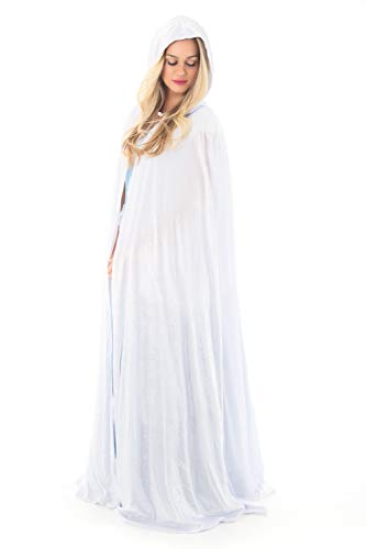 Little Adventures Deluxe Velvet Adult Cloak Cape with Lined Hood (White) - Machine Washable Adult Cosplay Dress-Up Cloaks with No Glitter