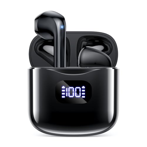 KTGEE Wireless Earbuds, Bluetooth 5.3 Headphones 40Hrs Playtime with Charging Case, IPX5 Waterproof Stereo in-Ear Earphones with Microphone for iOS Android Cell Phone Sports Workout, Black