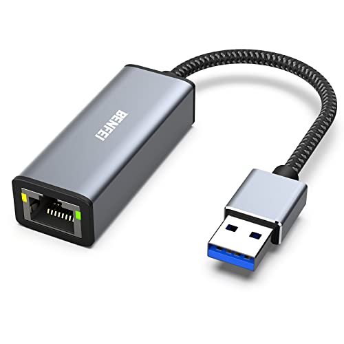 BENFEI USB 3.0 to Gigabit Ethernet Adapter Compatible for MacBook, Surface Pro, PC with Windows11/10/8/7, XP, Vista, Mac[Aluminium Shell&Nylon Cable]