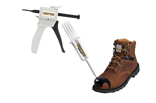 Tuff Toe Work Boot Repair Kit: BLACK TUFF GUN APPLICATOR & BOOT BUNDLE (BLACK) Combo Upgrade Leather Boot Shoe Adhesive Resole Restore Steel Toe Work Boots