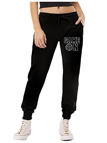 Tstars Unisex Joggers for Women Men Sweatpants for Volleyball Fans Fleece Joggers Medium Black
