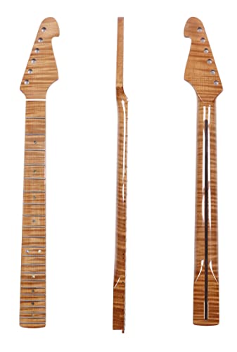 Leo Jaymz Electric Guitar Neck Collection Series - One Piece Selected Roasted Flame Maple - 22Frets, 9.5','C' Shape (Collection ST Maple)