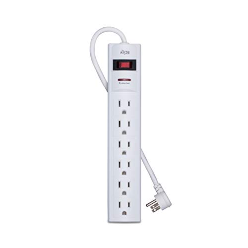 KMC 6-Outlet Surge Protector Power Strip with 15-Foot Cord, 1200 Joule, Overload Protection
