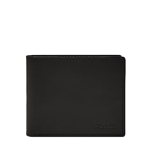 Fossil Men's Derrick Leather RFID-Blocking Bifold with Flip ID Wallet, Black, (Model: ML3681001)