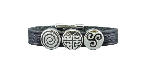 Biddy Murphy Celtic Leather Bracelet Irish Charms Black 7 Inches Made in Ireland