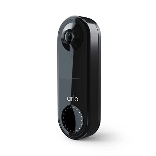 Arlo Essential Wired Video Doorbell - HD Video, 180° View, Night Vision, 2 Way Audio, DIY Installation (wiring required), Security Camera, Doorbell Camera, Home Security Cameras, Black - AVD1001B