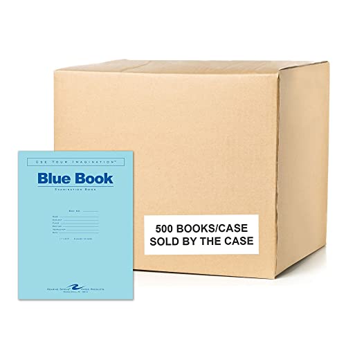 Roaring Spring Exam Blue Books, Case of 500, 11' x 8.5', 8 Sheets/16 Pages, Wide Ruled with Margin, Proudly Made in the USA!