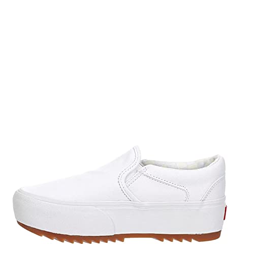 Vans Unisex Asher Platform Sneaker - Slip On Style - Canvas White 8