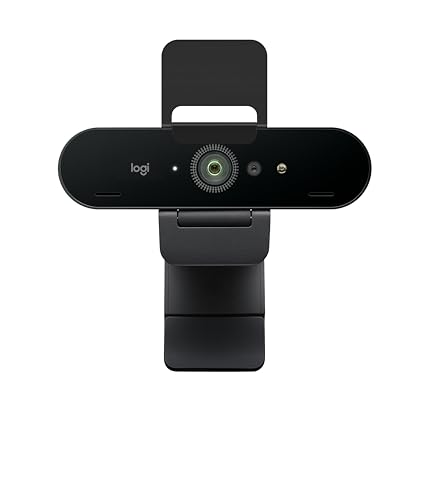 Logitech Brio 4K Webcam, Ultra 4K HD Video Calling, Noise-Canceling mic, HD Auto Light Correction, Wide Field of View, Works with Microsoft Teams, Zoom, Google Voice, PC/Mac/Laptop/Tablet, Black