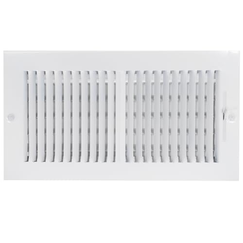 EZ-FLO 12 x 6 Inch (Duct Opening) White Air Vent Cover for Wall or Ceiling, Two-Way Ventilation Register, 13-3/4 Inch x 7-3/4 Inch (Overall Dimensions), Solid Steel HVAC Cover, 61612