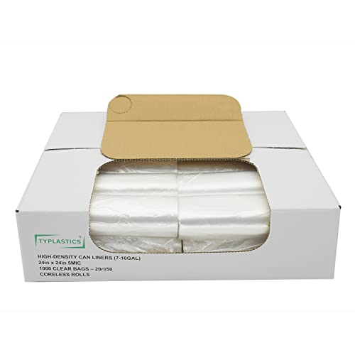 TYPLASTICS Trash Can Liner- Wholesale 1000 Count Garbage bags on Perforated Roll 7-10 Gallon Multipurpose for Office Bathrooms Business Home Commercial and industrial needs 24' x 24'