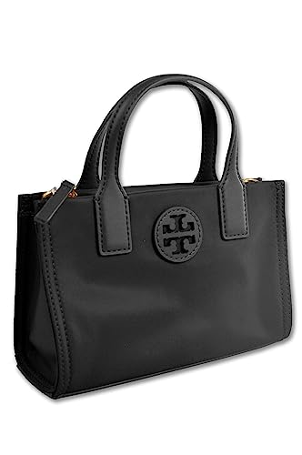 Tory Burch Womens 146437 Elle Gold-Tone Hardware Mini Nylon Tote Bag, (001 Black)