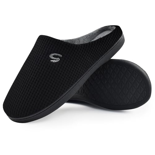 Golonbes Men's Memory Foam Slippers, Comfy House Slippers for Men Non Slip Warm Soft Flannel Lining