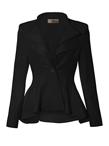 Hybrid & Company Womens Double Notch Lapel Office Blazer JK43864 1073T Black 3X