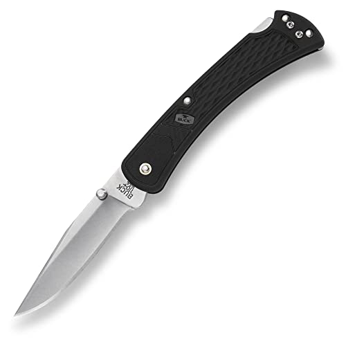 Buck Knives 110 Slim Select Lockback Pocket Knife with Thumb Studs and Removable/Reversible Deep Carry Pocket Clip, 3-3/4' 420HC Blade